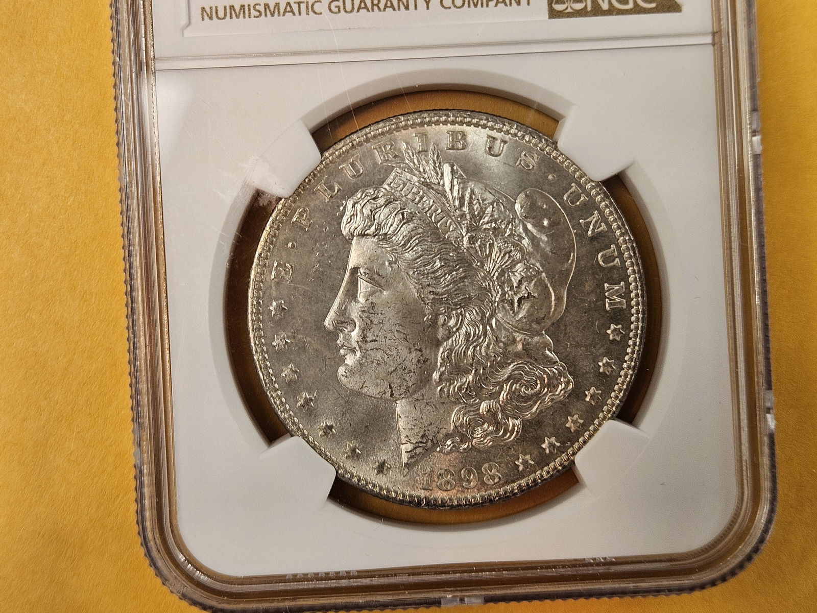 NGC 1898 Morgan silver Dollar in Mint State 63 (1 of 8)