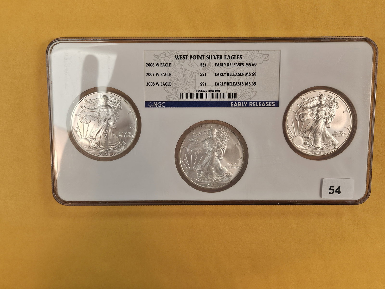 NGC West Point Silver Eagles in Mint State 69: 2006, 2007 and 2008 Silver Eagles 