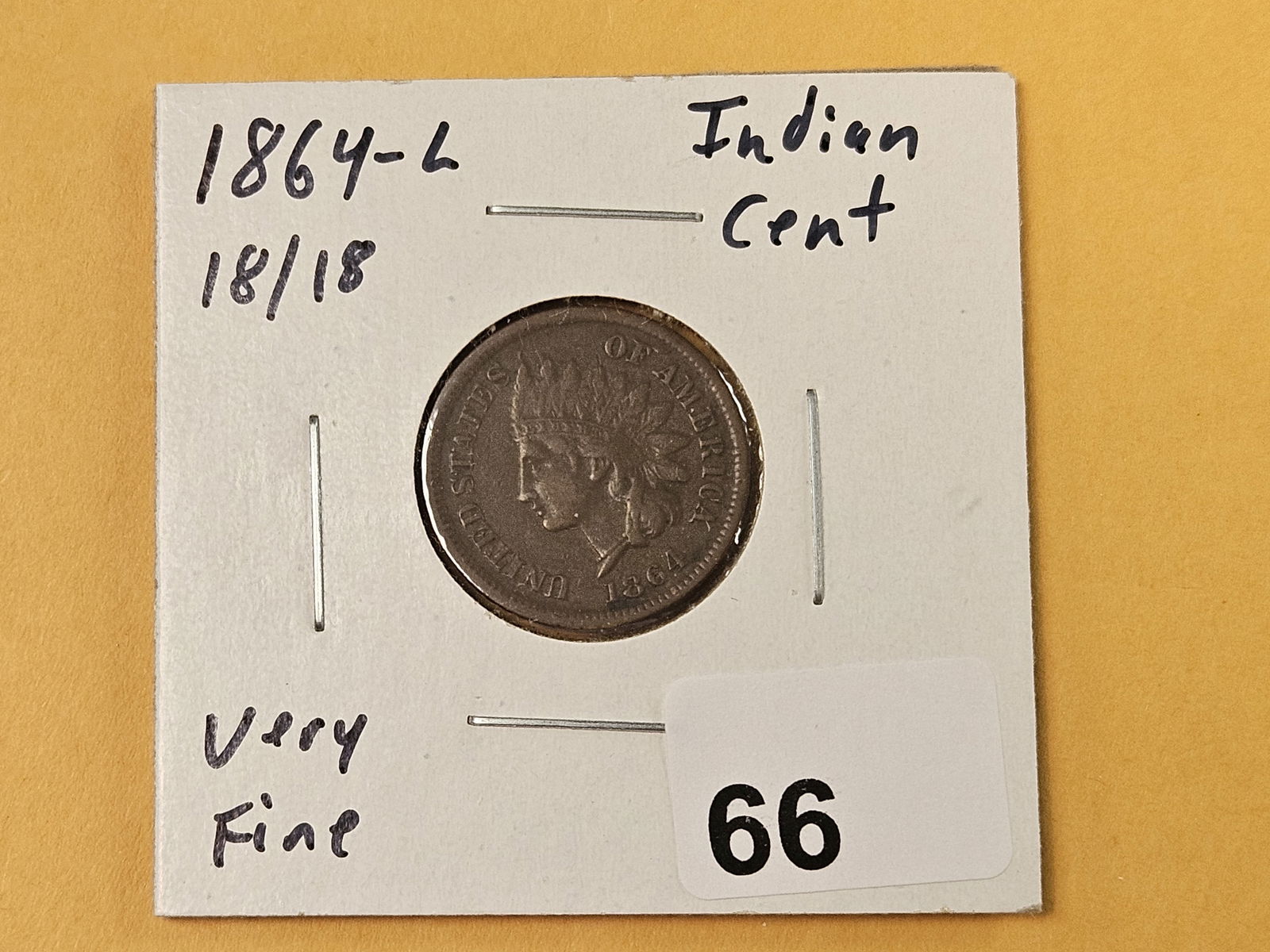 * Key Variety on a Key Variety! 18/1864-L Indian Cent - 2