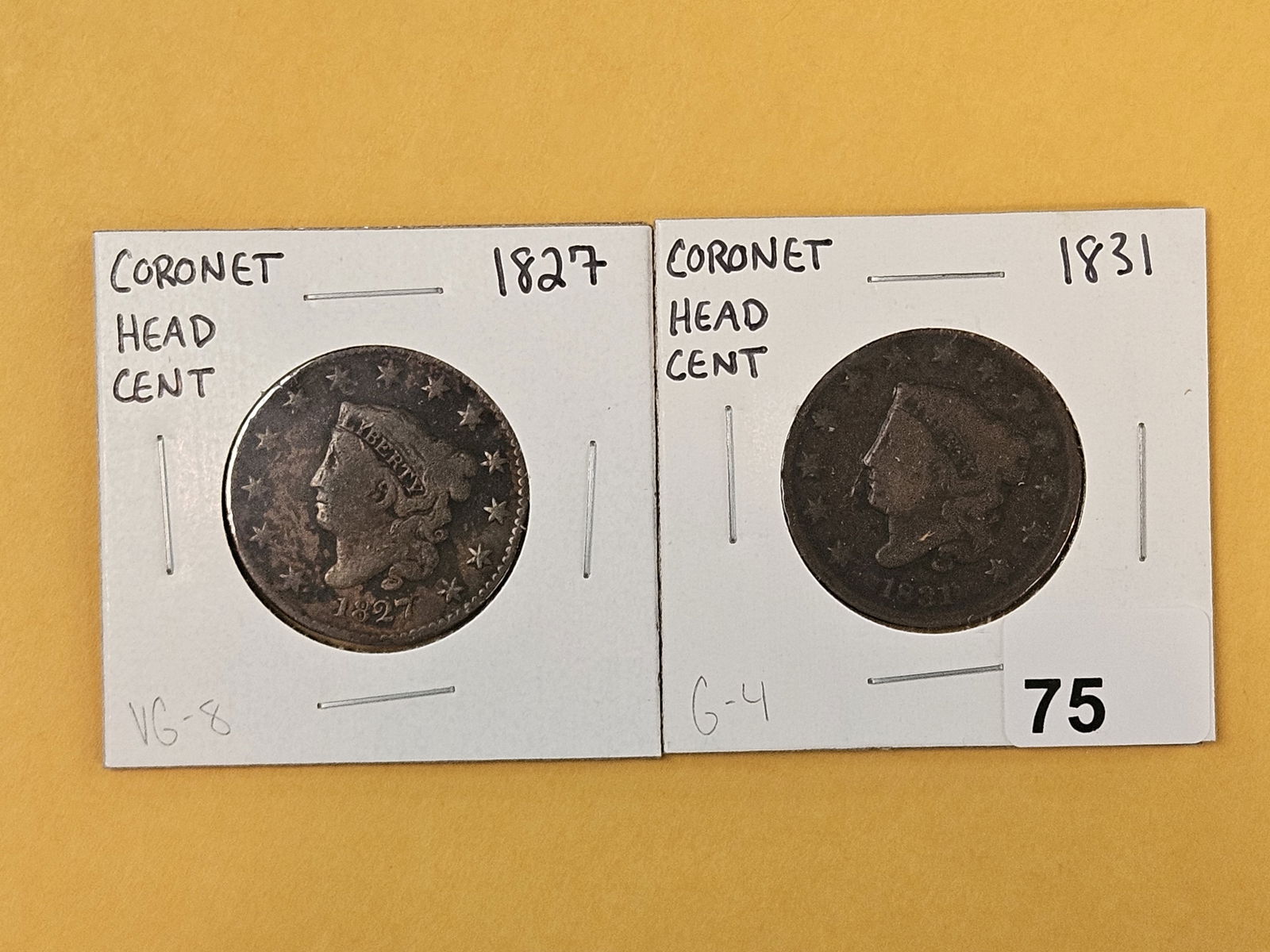 1827 and 1831 Coronet Head large cents: In Good to Very Good