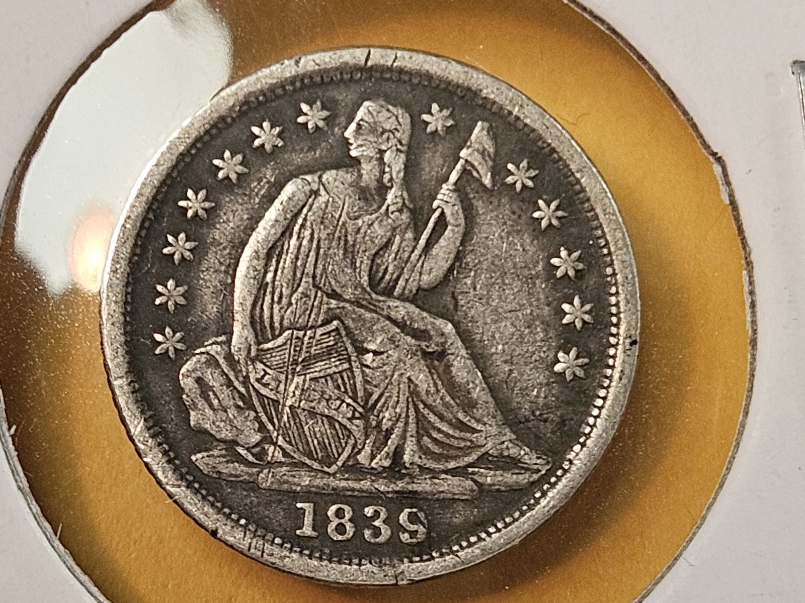 * Better Date 1839-O Seated Liberty silver half Dime in About Uncirculated plus - Details: Very solid coin, just a light scratch on the obverse 