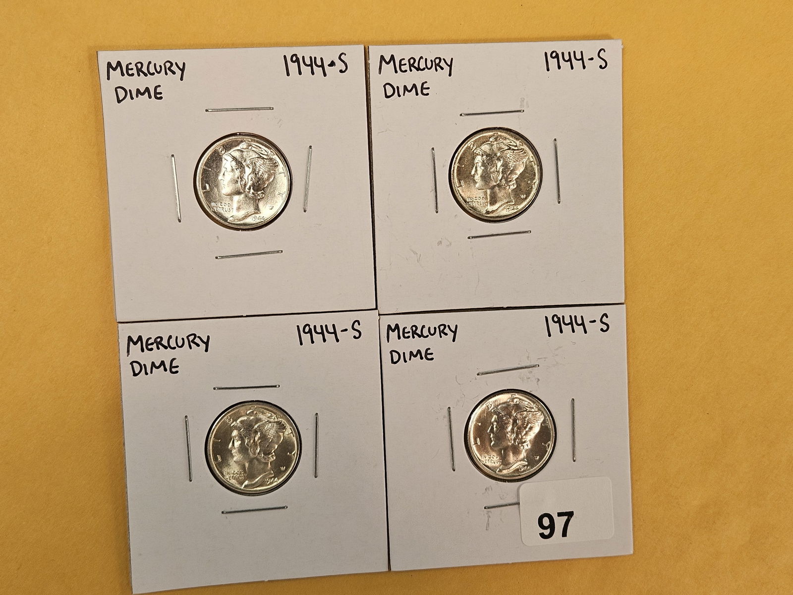 Four GEM Brilliant Uncirculated silver Mercury Dimes (1 of 3)