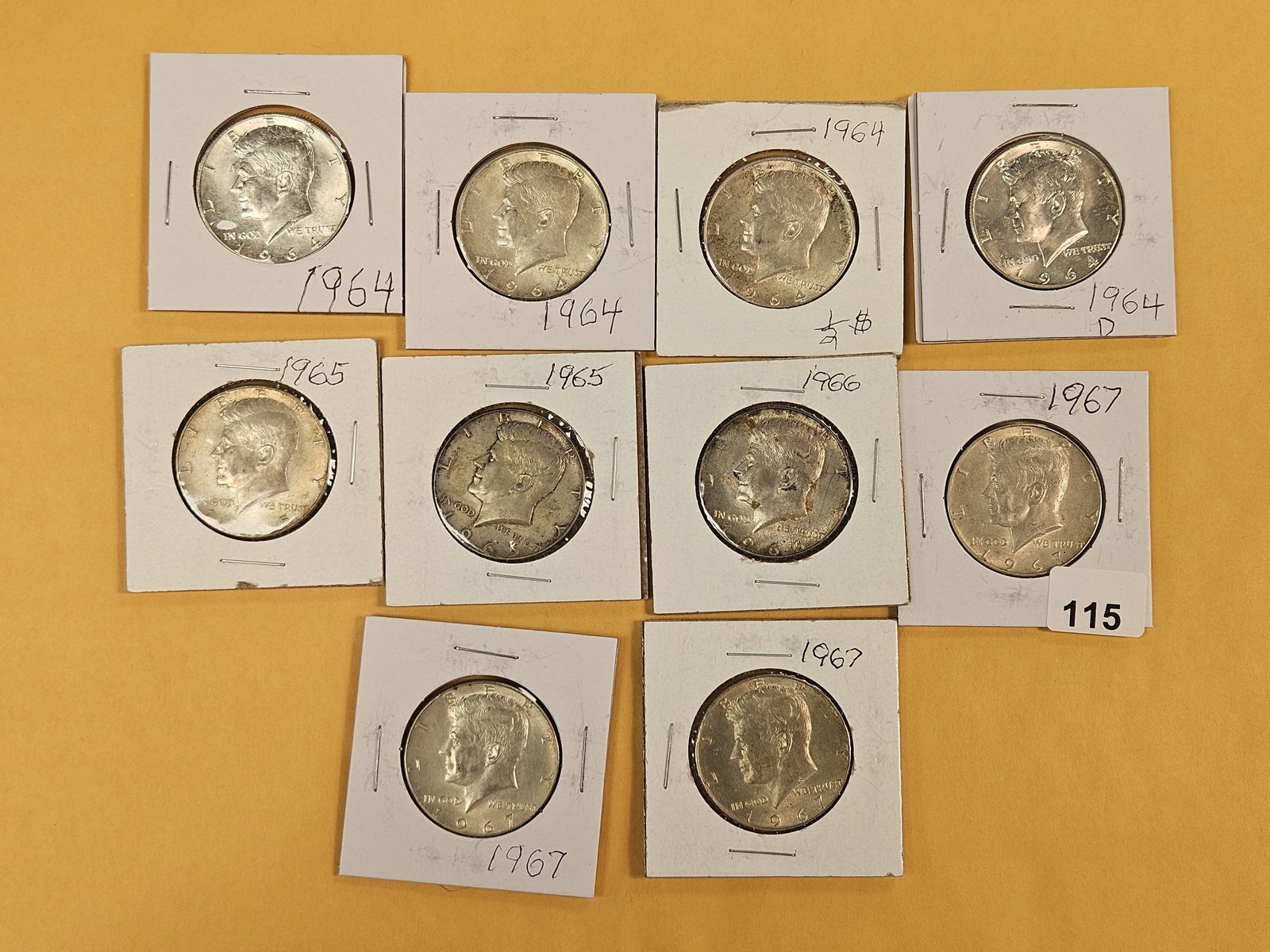 Ten Kennedy silver Half dollars (1 of 2)