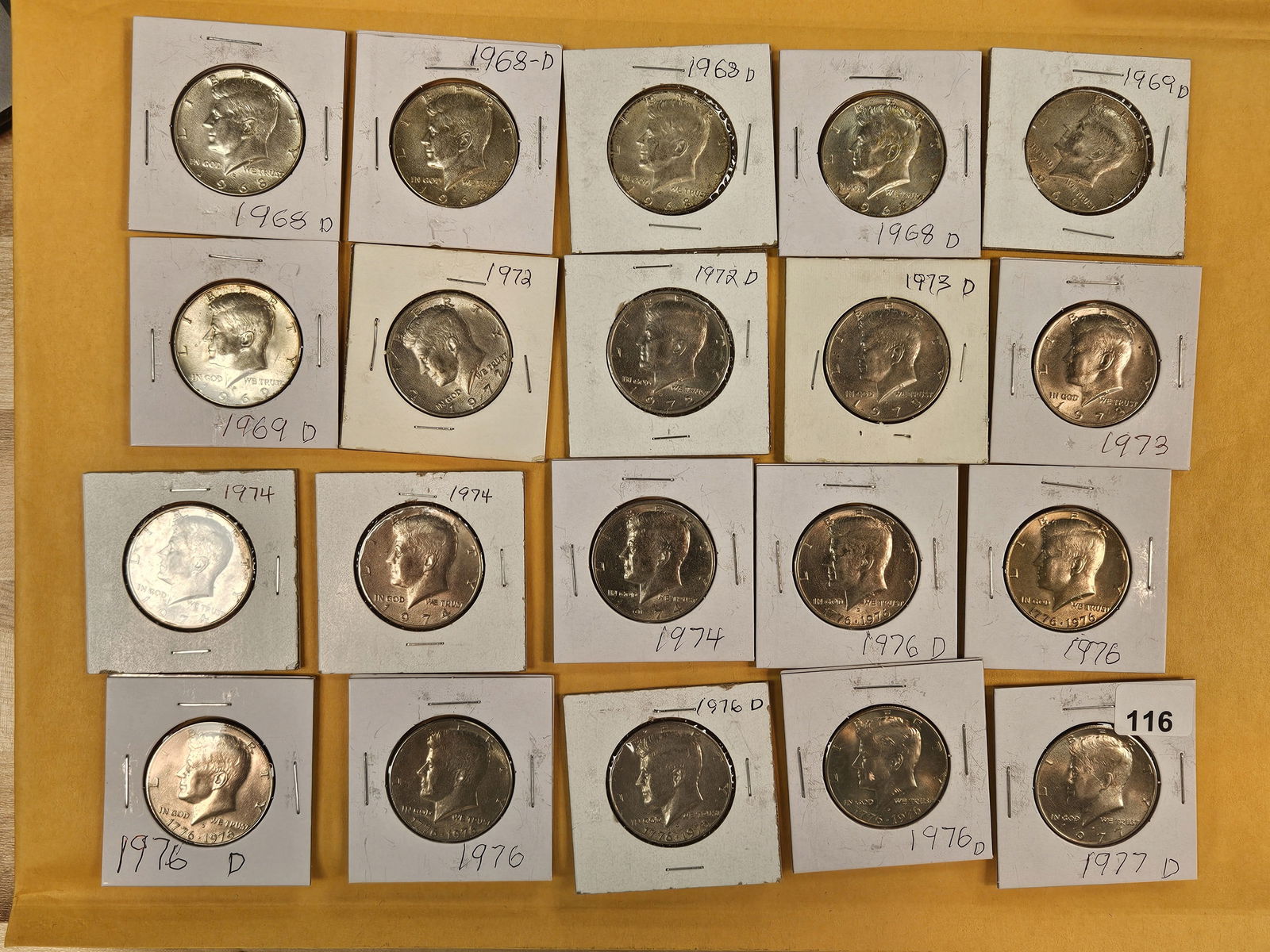 Twenty mixed Kennedy Half Dollars: Six are 40% silver 