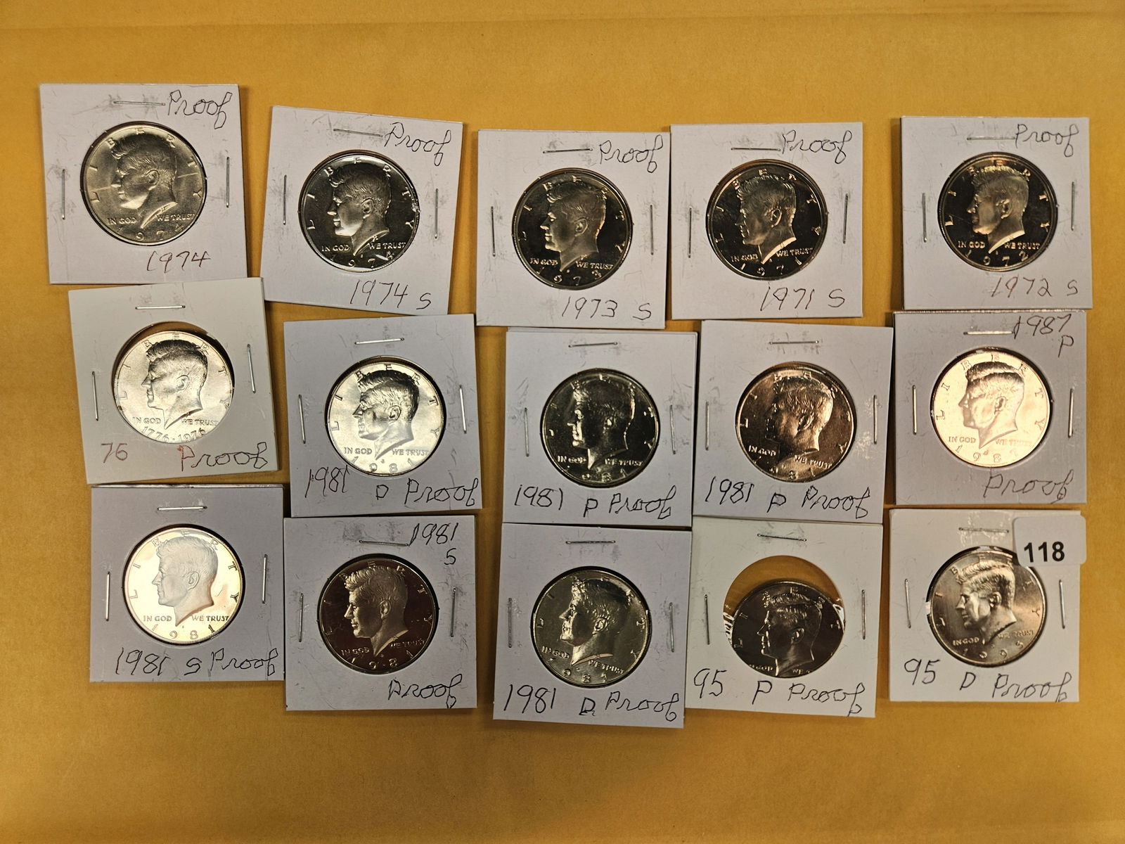Fifteen more Kennedy half dollars: Business Strikes and Proofs. Some have proof written on them, but are business strikes 