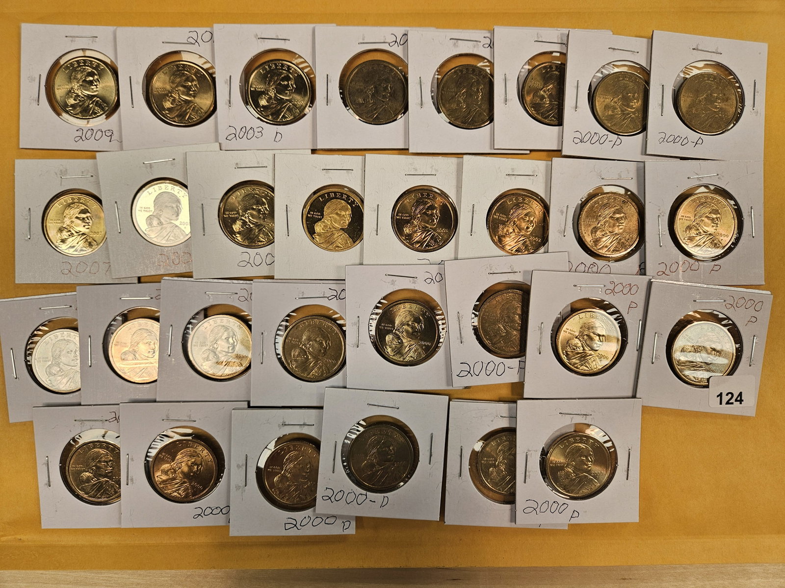 Thirty Sacagawea Dollars: Couple proofs. Mixed grades 