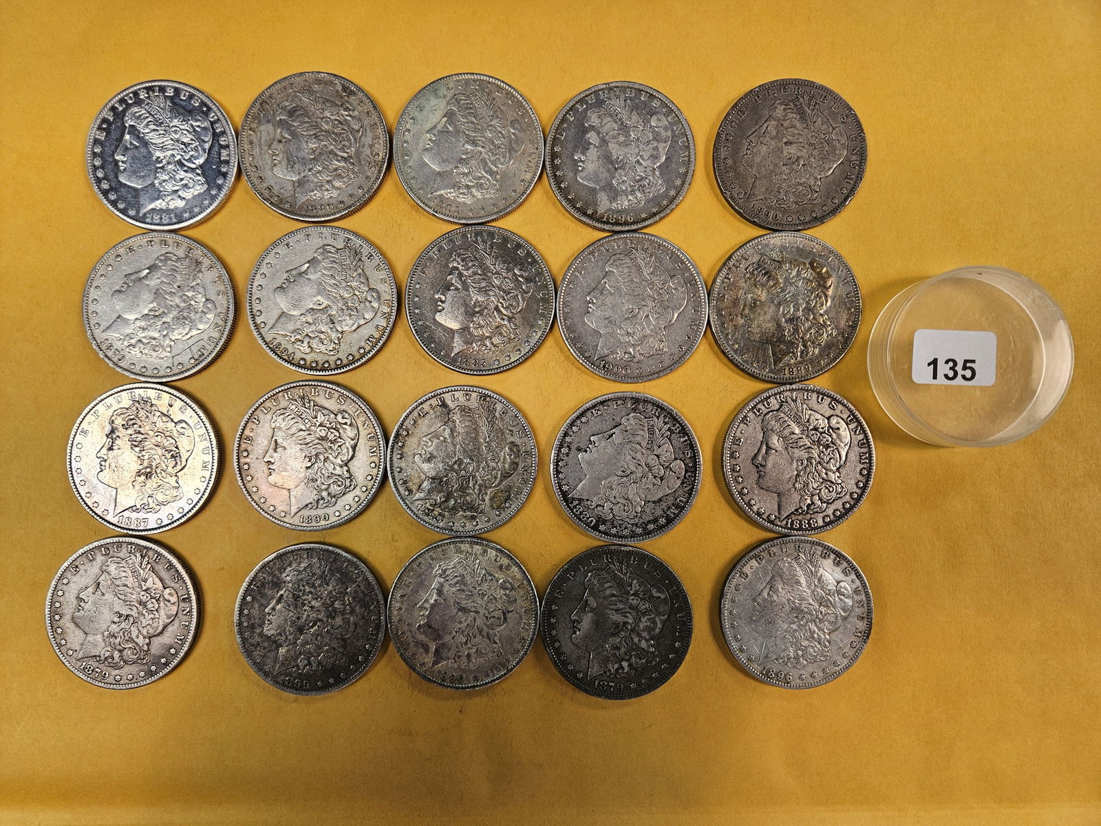 ** FULL ROLL ** Twenty Morgan Silver Dollars: All pre-1904. Grades from very Fine to Uncirculated - details 