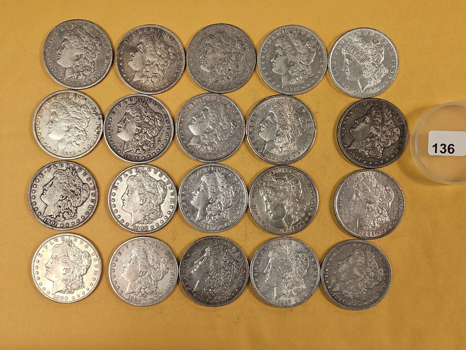 ** FULL ROLL ** Twenty Morgan Silver Dollars: All pre-1904. Grades from Fine to Uncirculated - details 