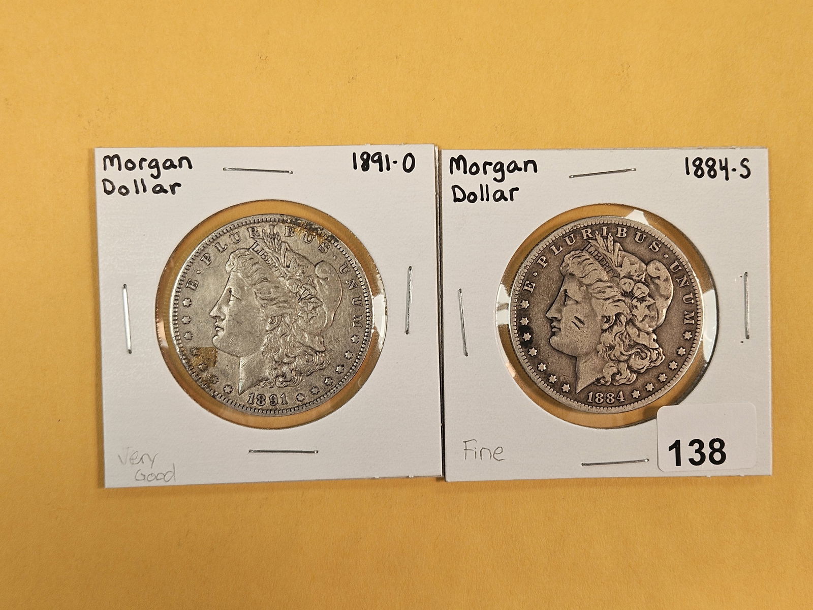 Two Better Date Morgan Silver dollars: 1891-O and 1884-S 
