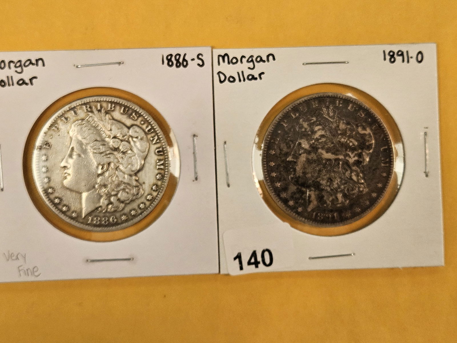 Two Better Date Morgan Silver dollars: 1886-S and 1891-O 
