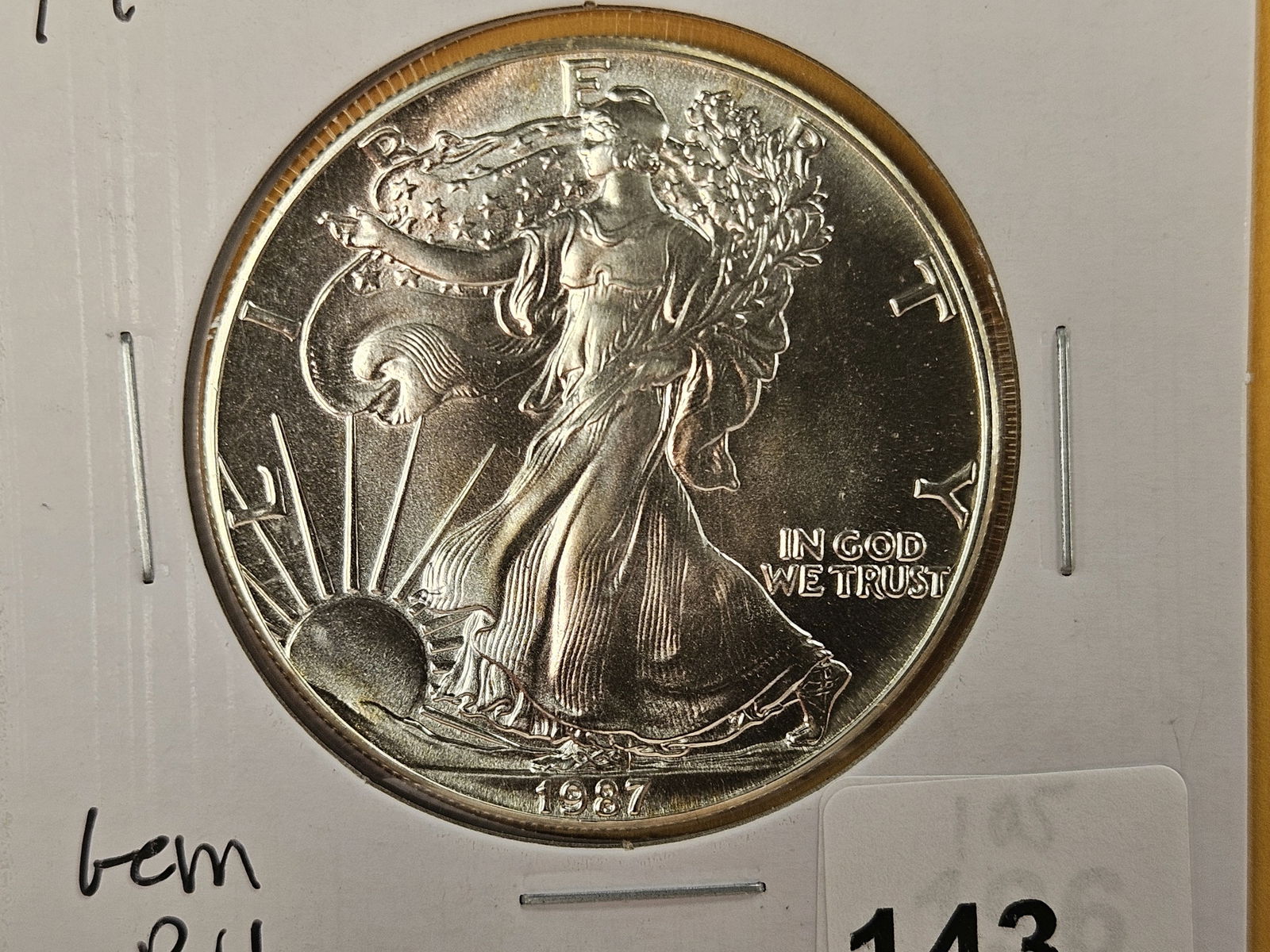 GEM Brilliant uncirculated 1987 American Silver Eagle: Second year issue 