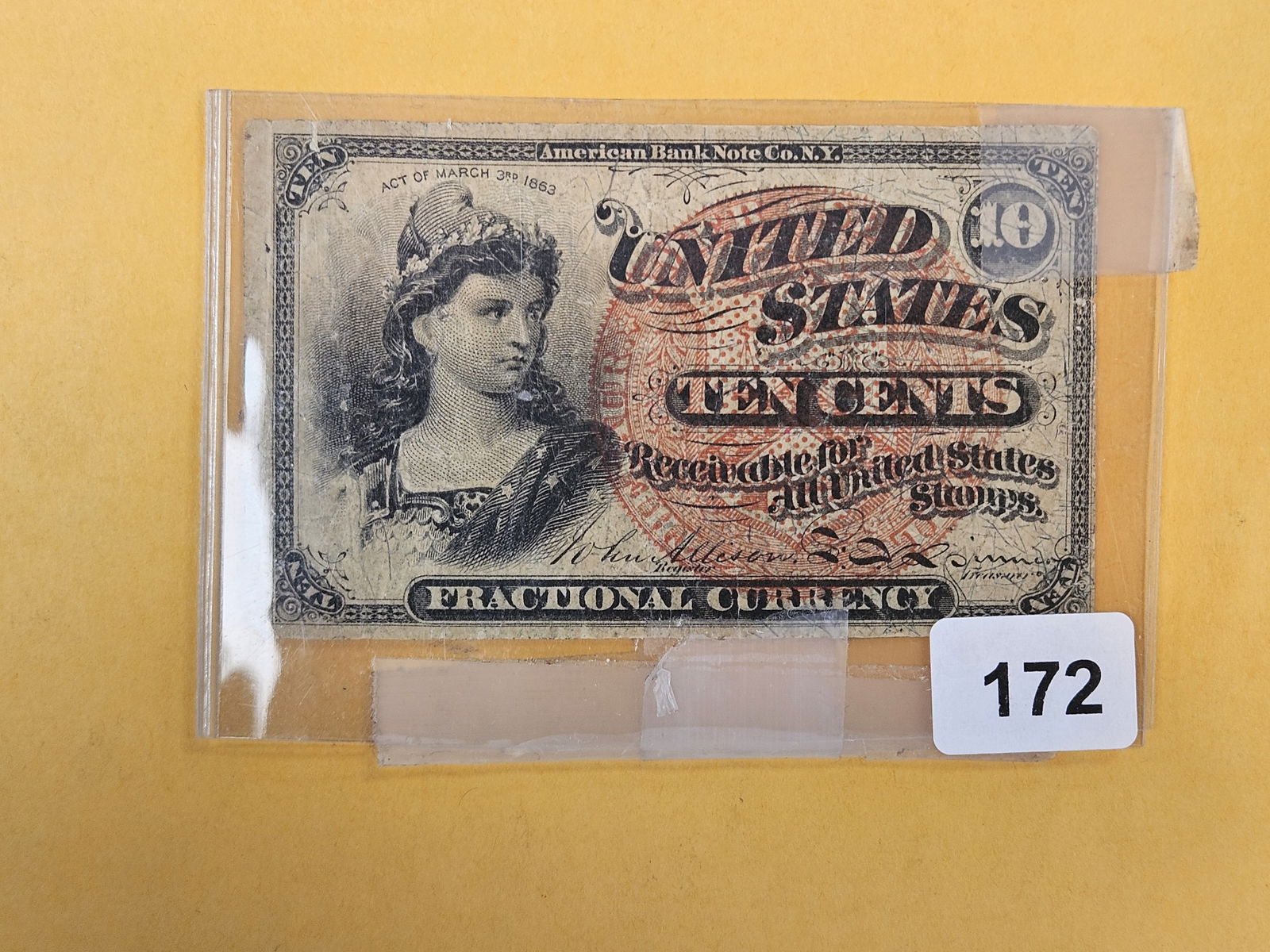 Series of 1863 Ten Cent Fractional Currency: Circulated 