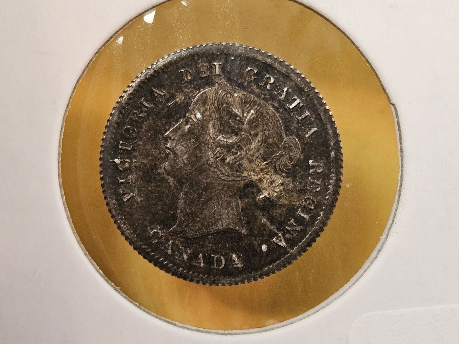 1872-H Canada silver 5 cents in AU-UNC condition: KM # 2 