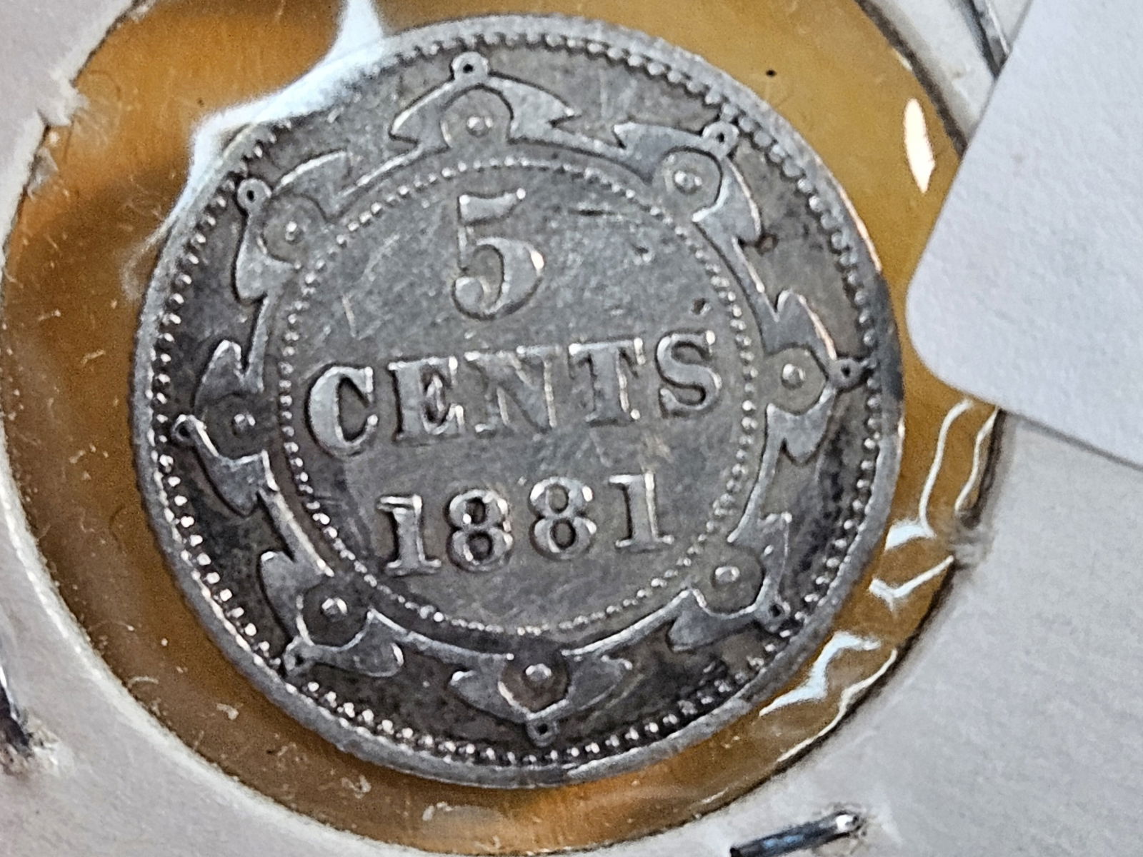 Better Date 1881 Newfoundland silver 5 cents: KM # 2 