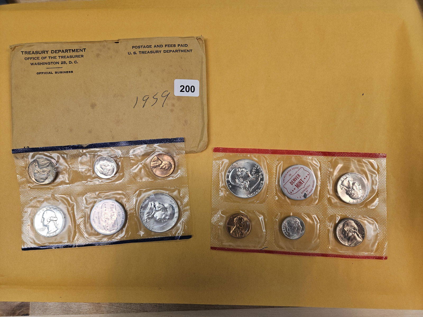 VARIETY! 1959 US SILVER Mint Set with TYPE B Reverse Quarter (1 of 2)
