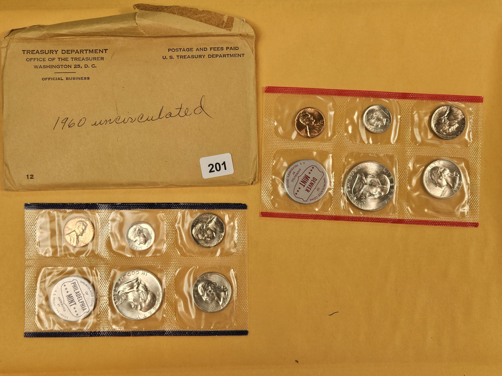 VARIETY! 1960 US SILVER Mint Set with TYPE B Reverse Quarter (1 of 2)