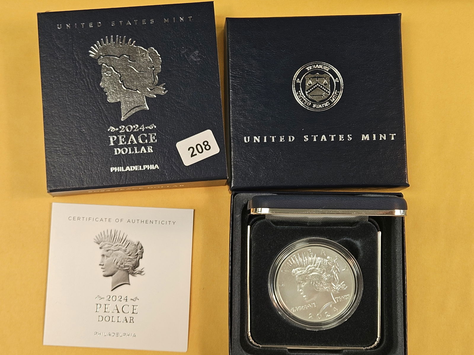 GEM Brilliant Uncirculated 2024-P Peace Silver Dollar: In original government packaging with certificate of authenticity 