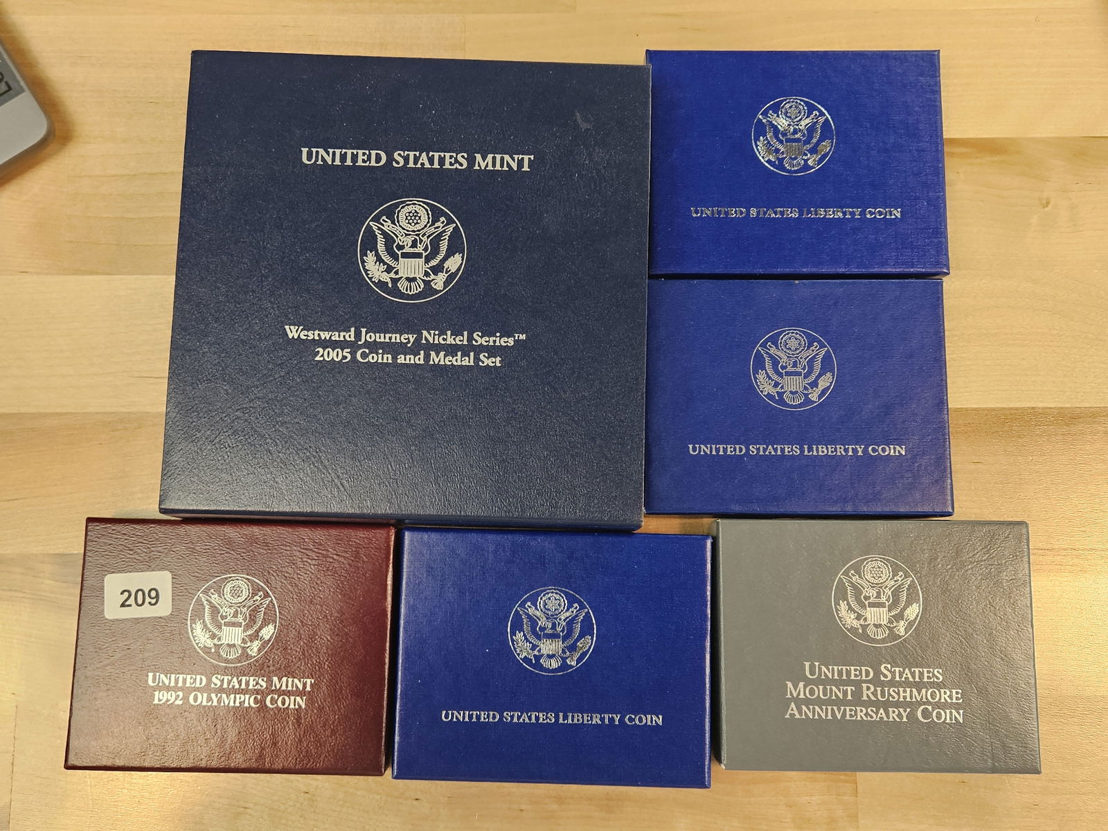 Six mixed US Proof sets: Nickels and Half dollars. All clad 