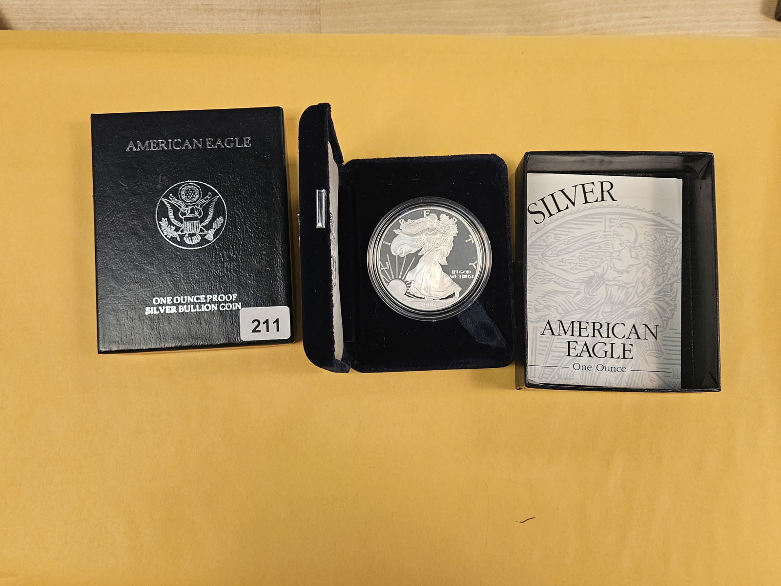 GEM Proof Deep Cameo 1996 American Silver Eagle: In original government packaging with certificate of authenticity 