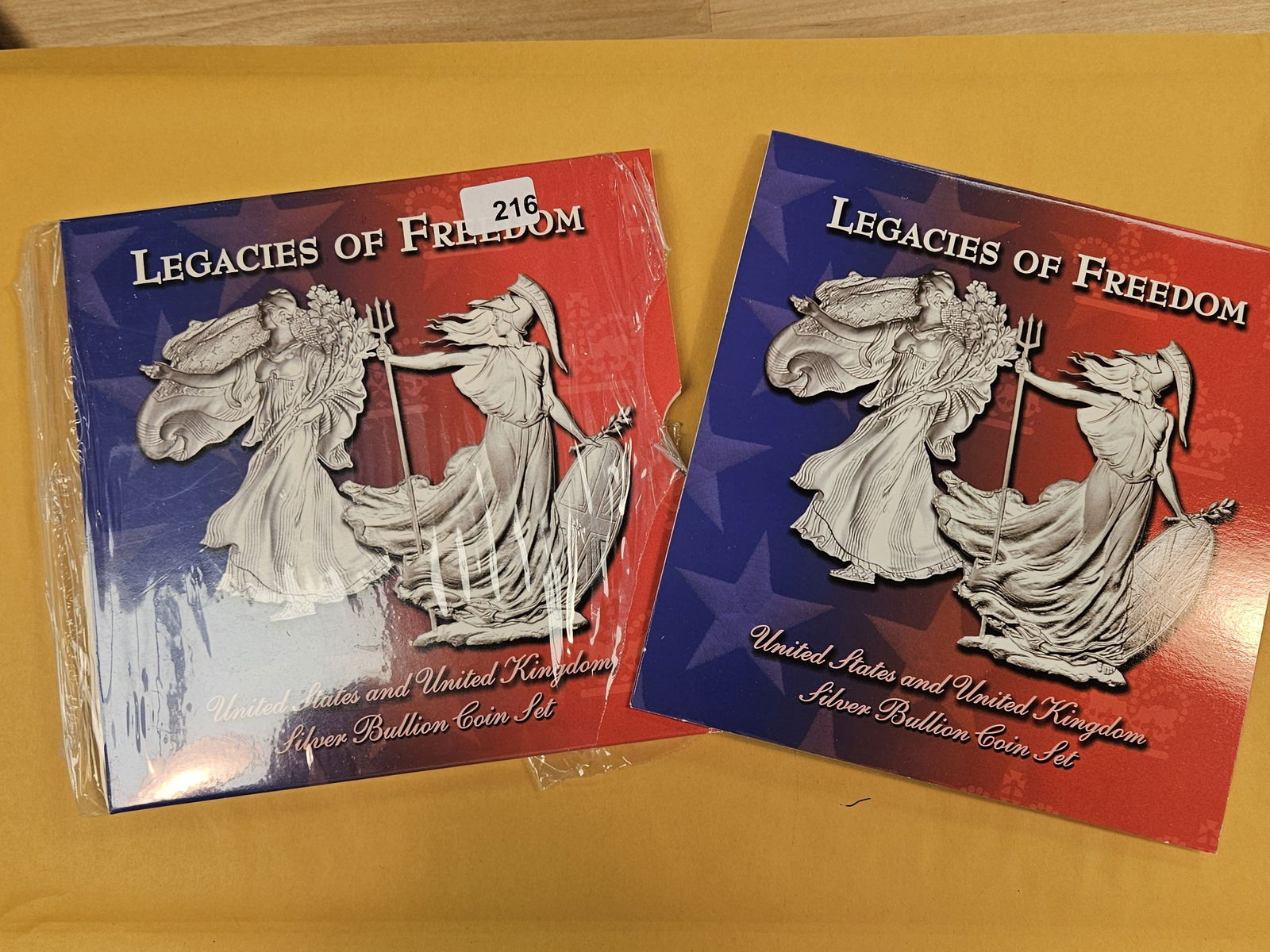 Legacies of Freedom US and UK Silver Bullion Coin Set: In original government packaging with certificate of authenticity 