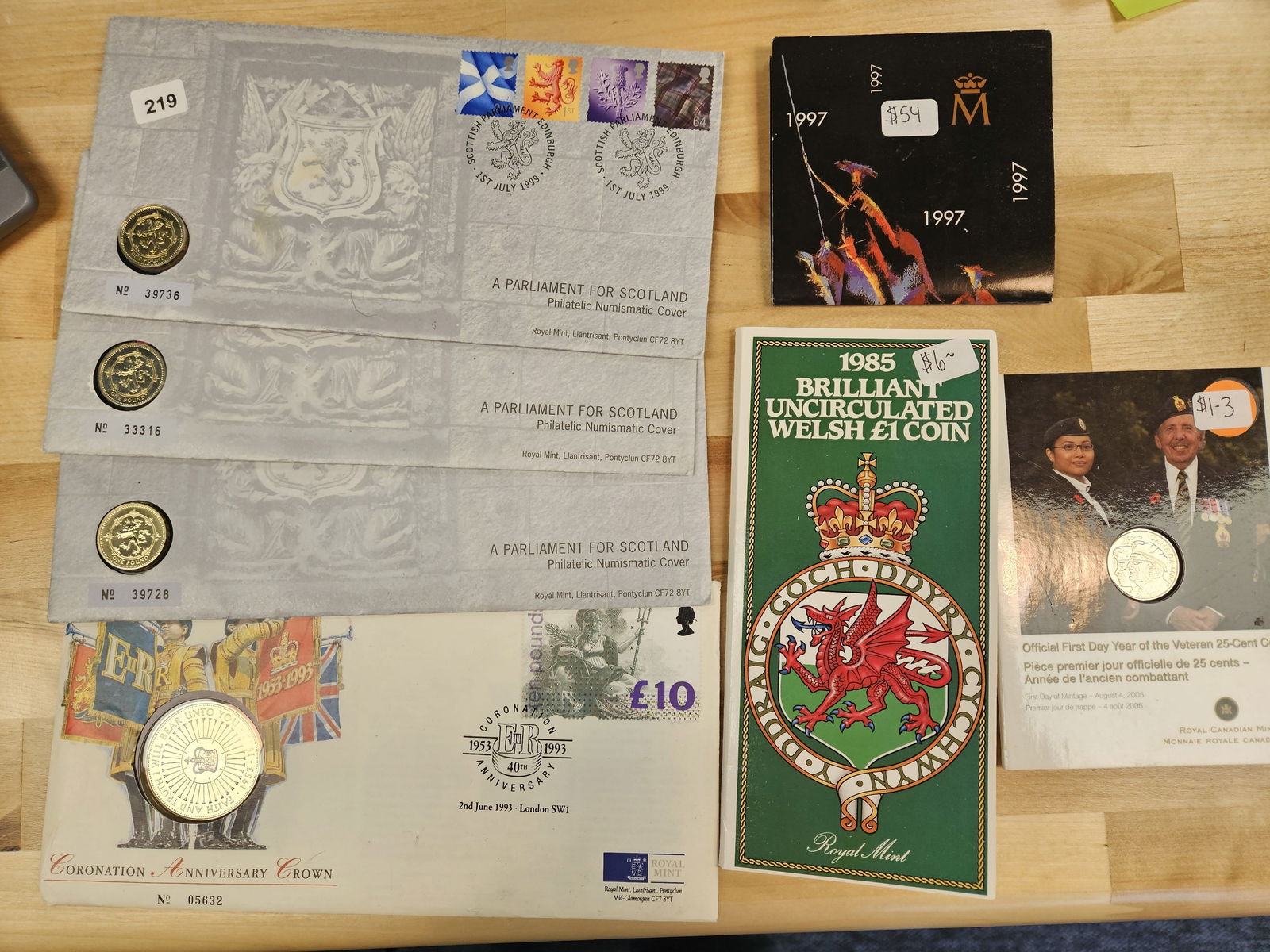 Seven mixed World coin BU and Proof sets: In OGP 