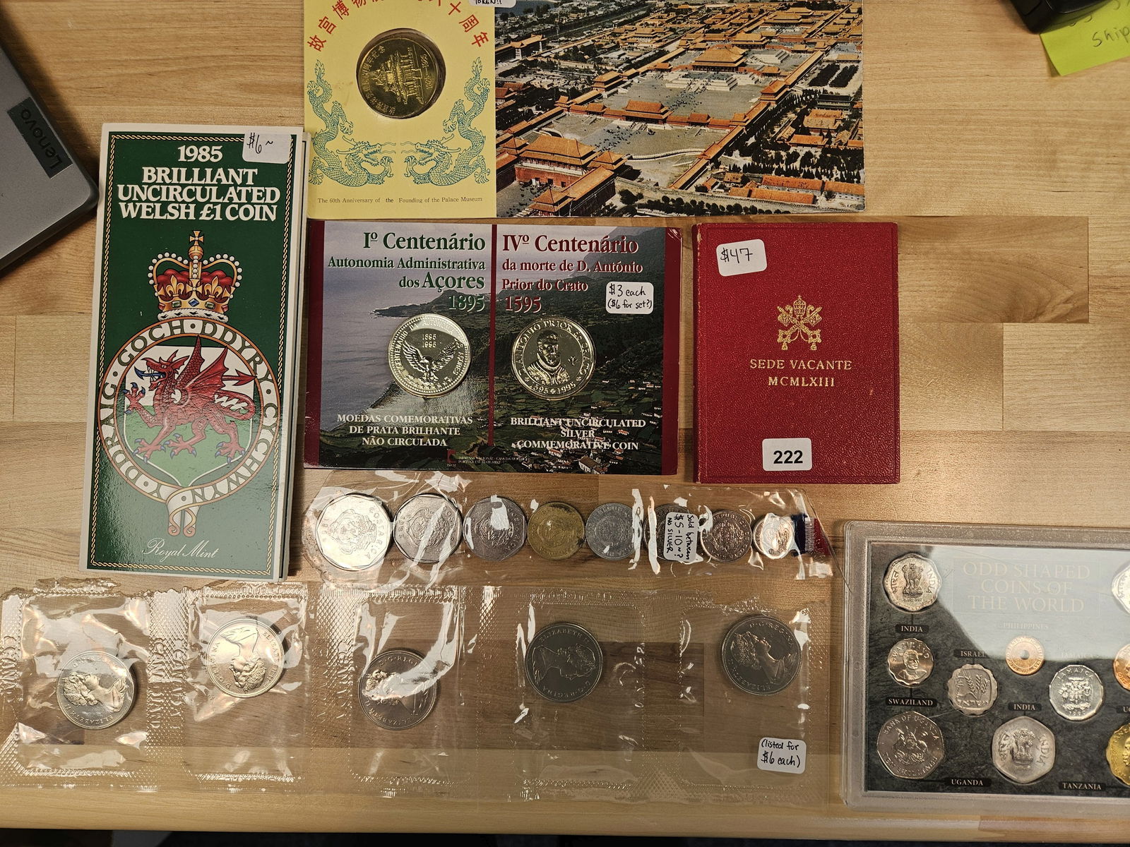 Seven mixed World coin BU and Proof sets: Fun mix 