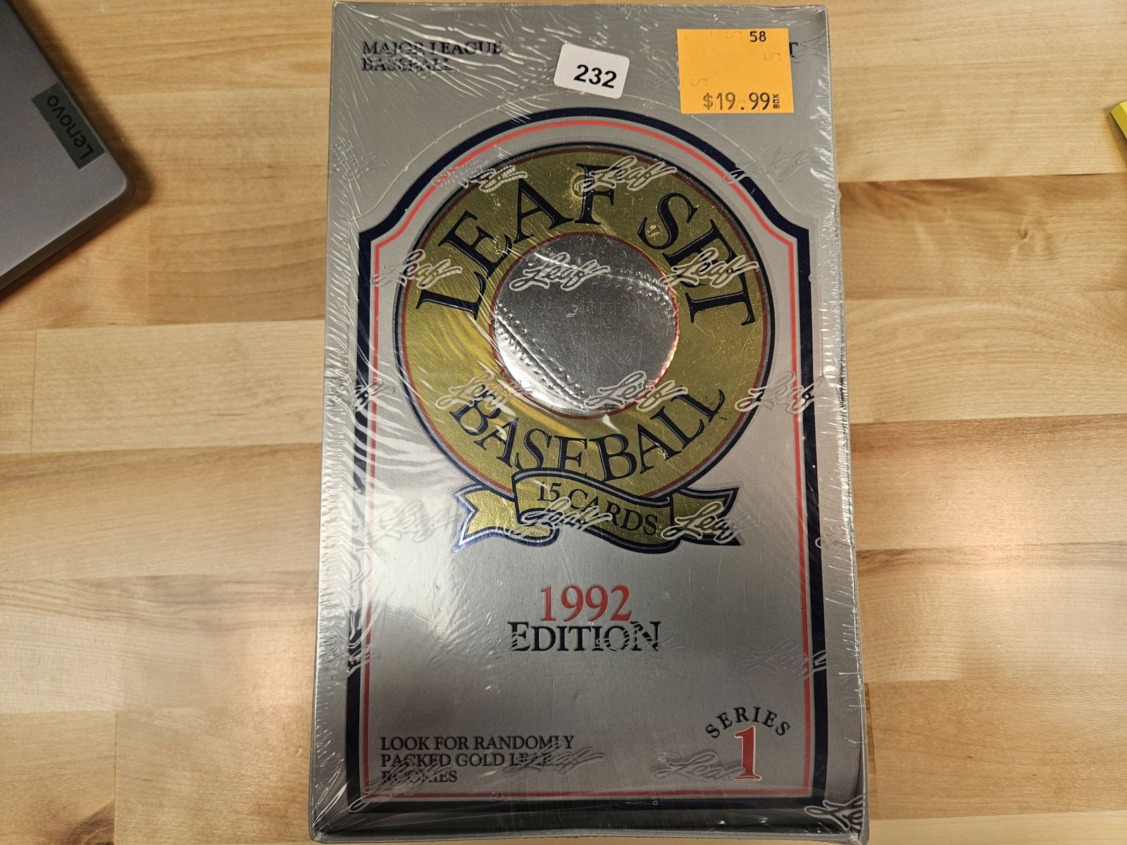 BASEBALL CARDS!: Unopened original box of 1992 Leaf baseball cards. In shrinkwrap 