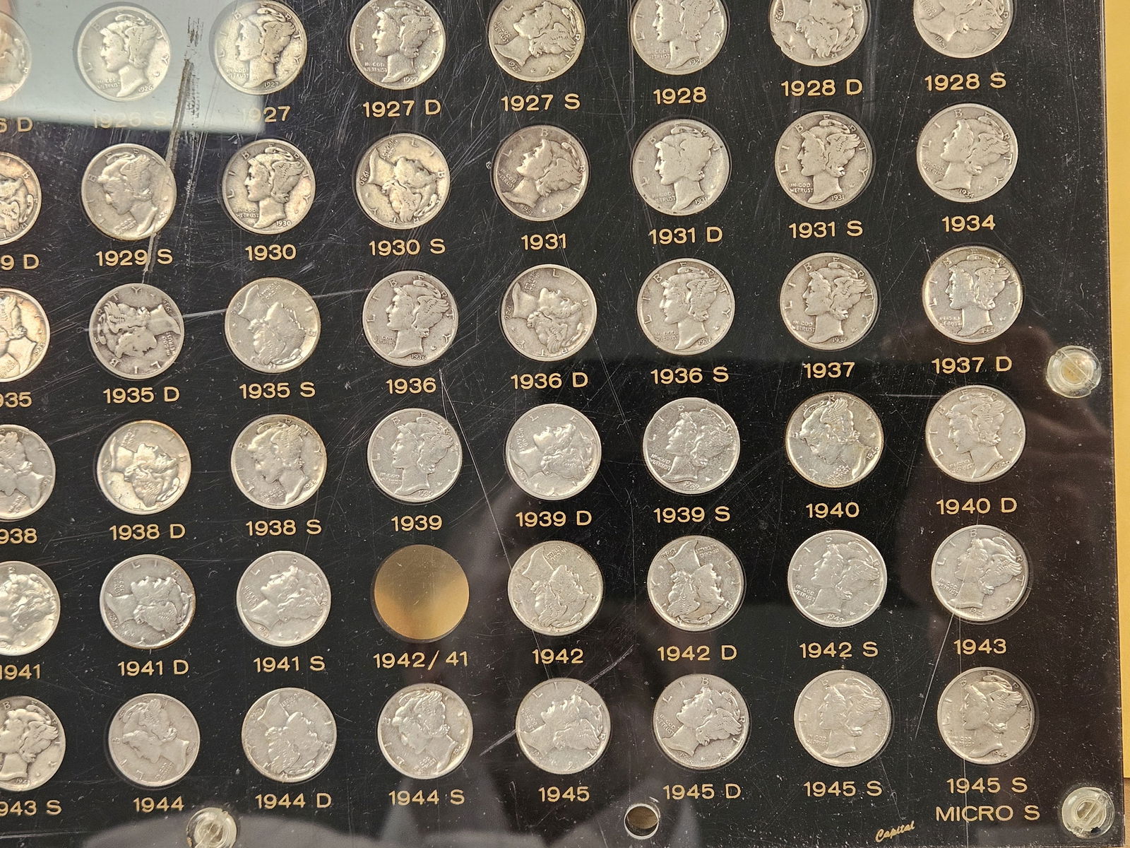 Nearly Complete Mercury silver Dime Set - 5