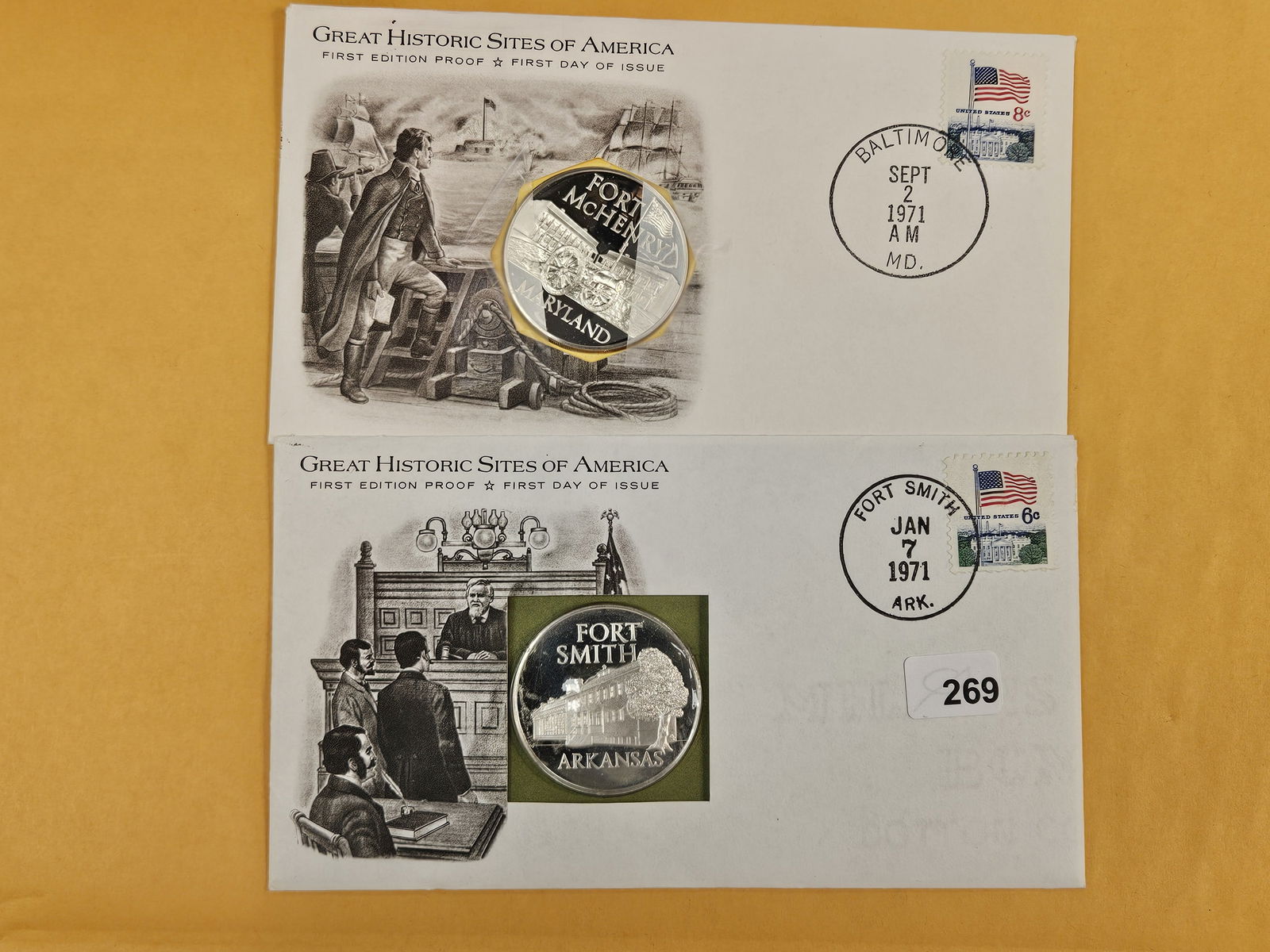 Two GEM Proof Silver Proof art rounds: Might be sterling? 