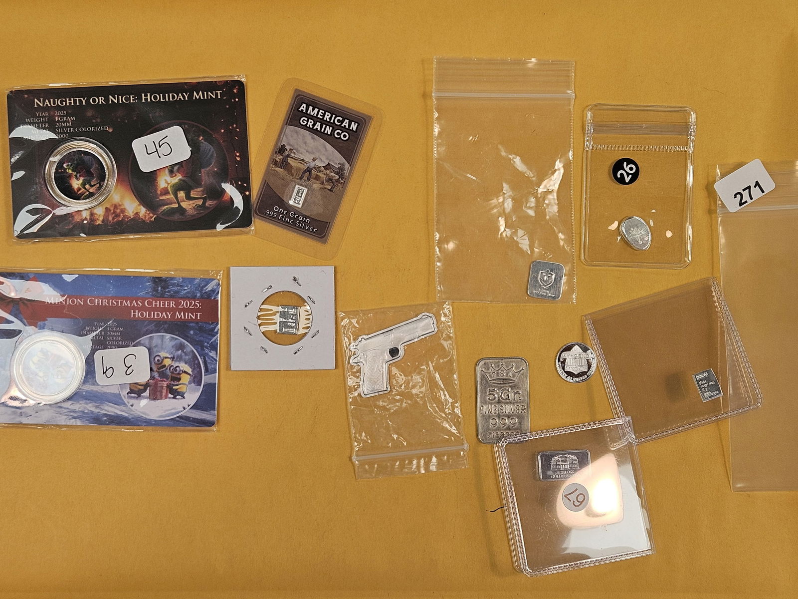 FUN mixed, fractional .999 fine silver art pieces: about 25 or so grams 