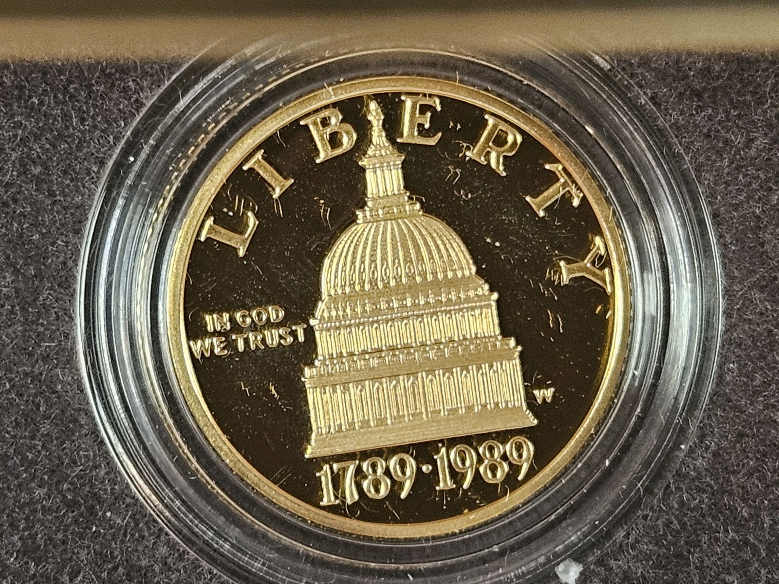 GOLD! GEM Proof Deep Cameo 1989 US Congressional 3-Coin Gold and Silver Set (1 of 6)