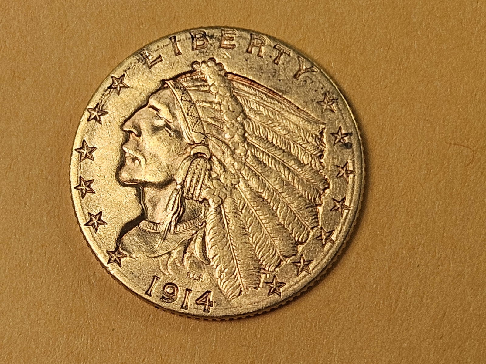 GOLD! Brilliant About Uncirculated plus 1914-D Gold Indian Head $2.5 Dollars (1 of 5)