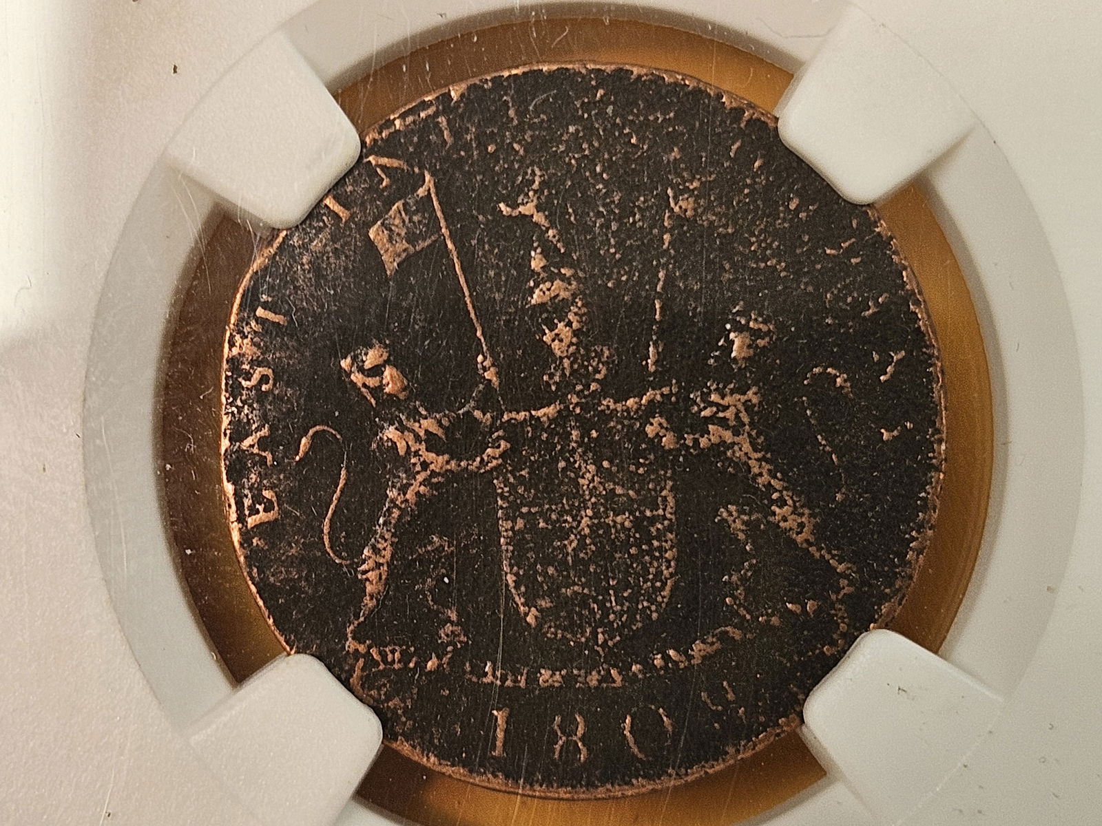 NGC 1808 East India Company 10 Cash: Madras Presidency. 4.7 Grams. From the Admiral Gardner shipwreck