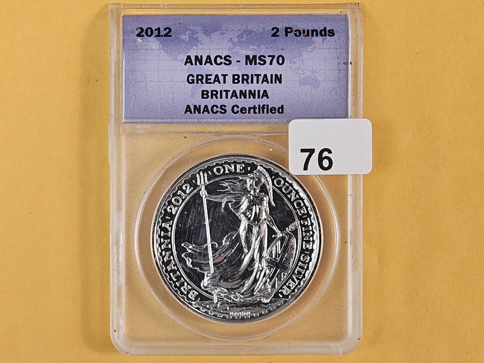 PERFECT! ANACS 2012 Great Britain silver Two Pounds in Mint State 70: PERFECT GRADE! Britannia 