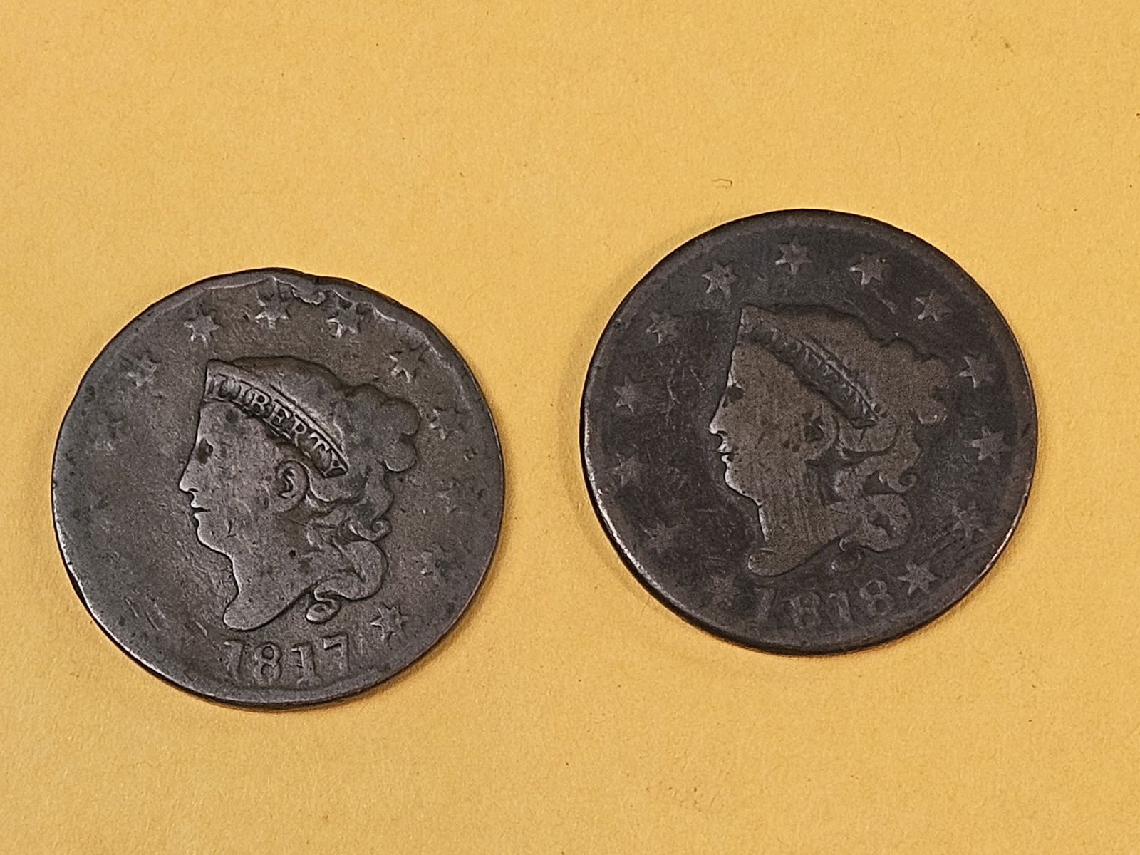 1817 and 1818 Coronet Head Large Cents (1 of 4)