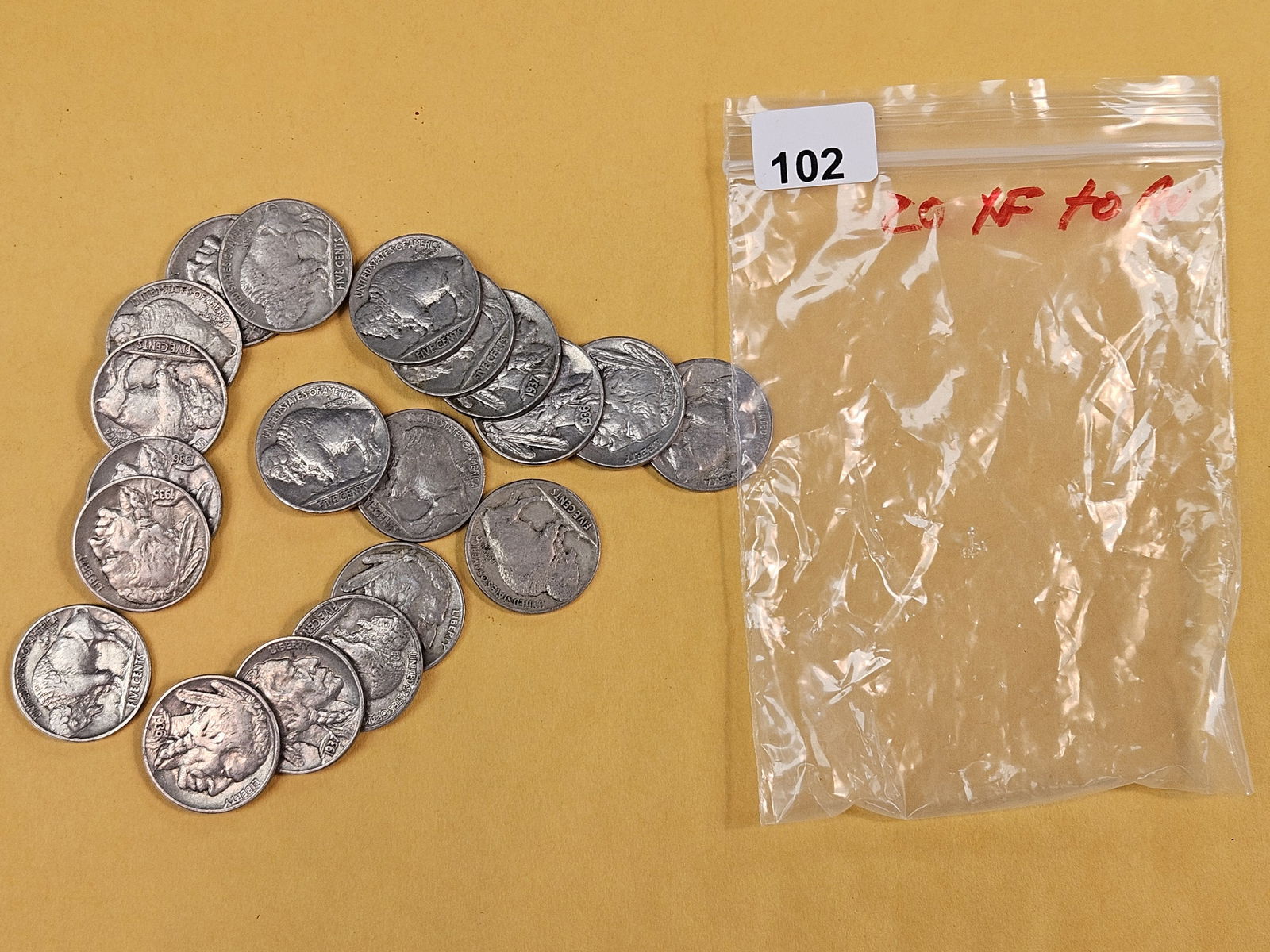 Twenty Extra Fine to About Uncirculated Buffalo Nickels (1 of 2)