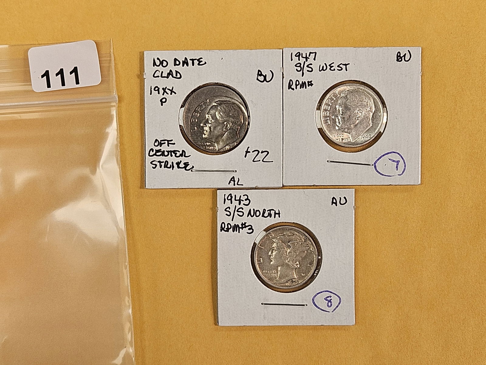 Three error and variety Dimes (1 of 7)