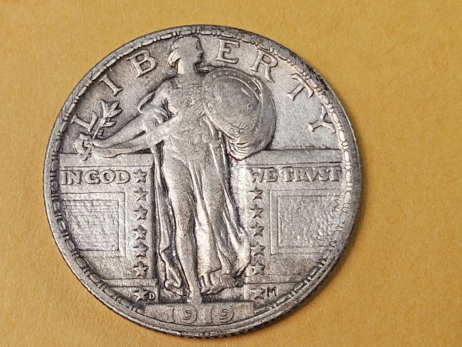 * Semi-key 1919-D Standing Liberty silver Quarter: In Very Fine - 30! 