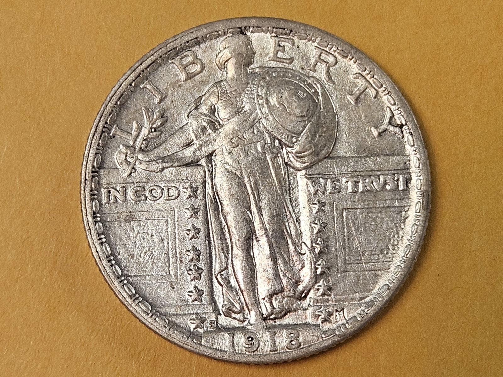 Very Nice 1918-S Standing Liberty silver Quarter in Brilliant About Uncirculated - 58: Purt near Uncirculated! 