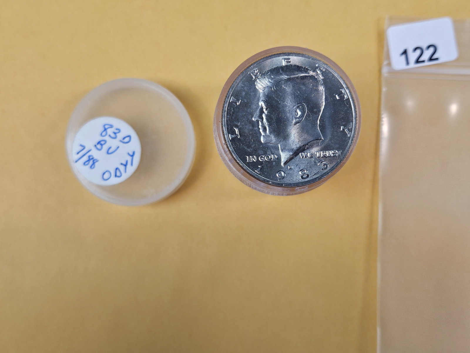* Better Date Roll of GEM 1983-D Kennedy Half Dollars: From an old collection. Top couple are GEM. Rest unsearched by us