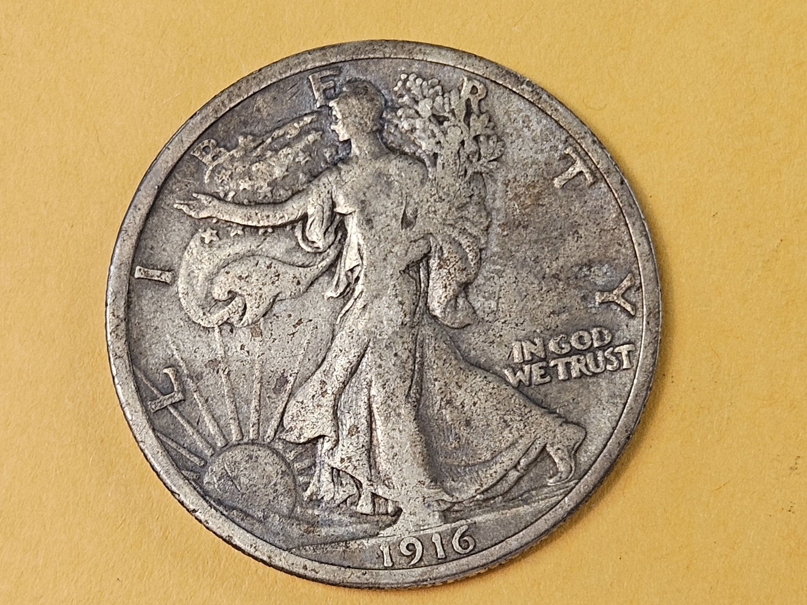 First Year issue 1916 Walking Liberty Half Dollar: In Fine plus 