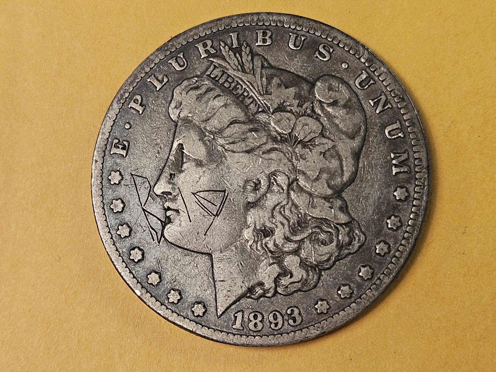 ** KEY DATE ** 1893-CC Morgan Dollar in Fine - details (1 of 4)