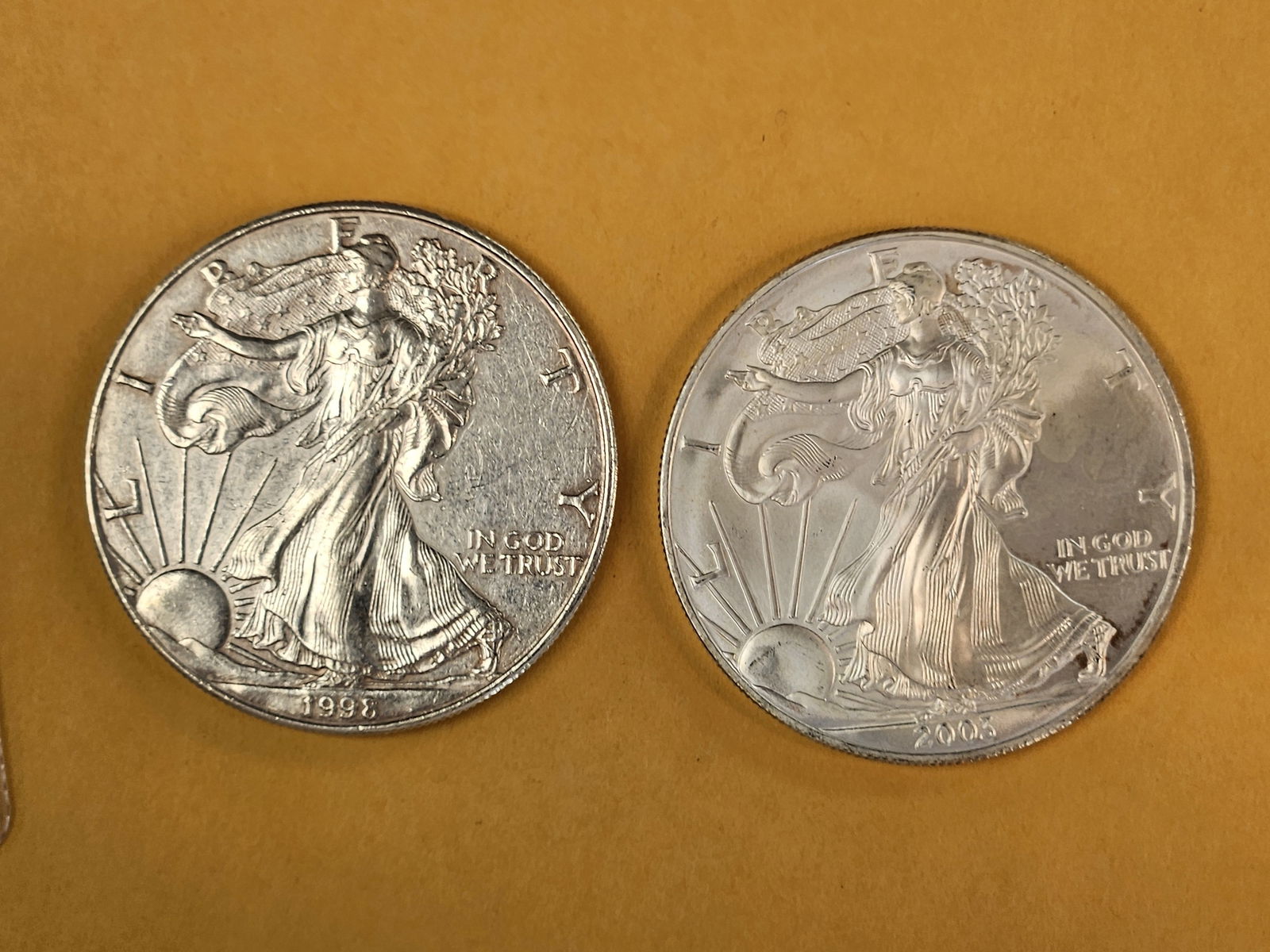 1998 and 2003 GEM BU American Silver Eagles (1 of 2)