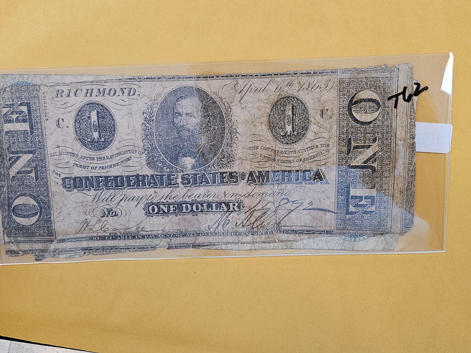 One and Five Dollar Confederate States of America Notes - 2