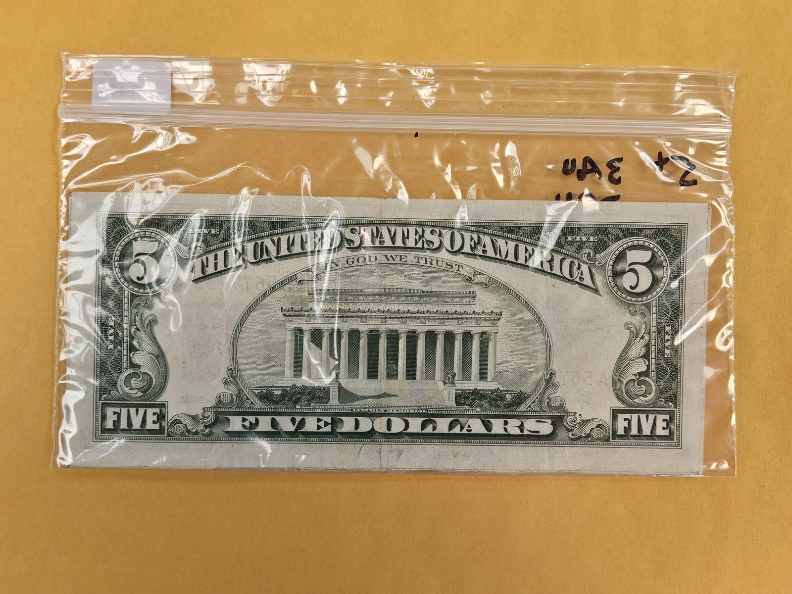 Five Crisp $5 US Red Seal Notes - 2