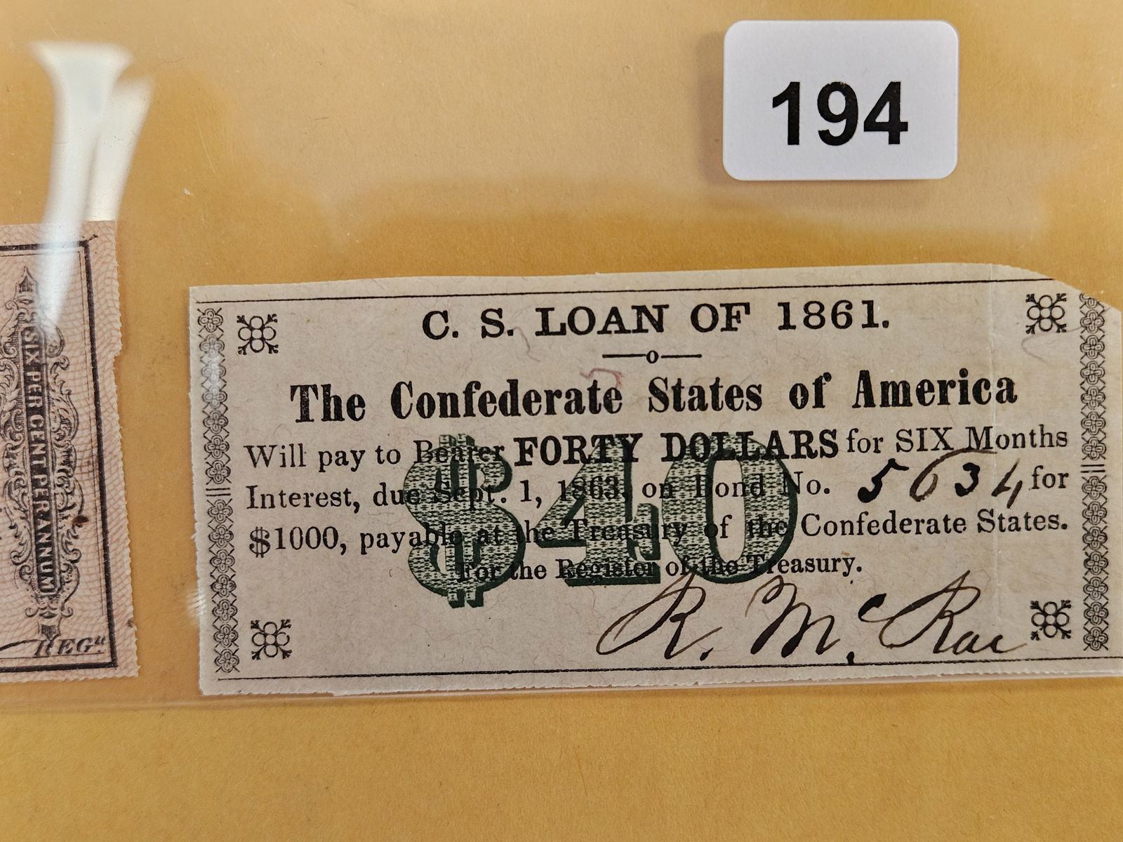 Two Crisp Confederate States of America Bond and Loan notes - 3
