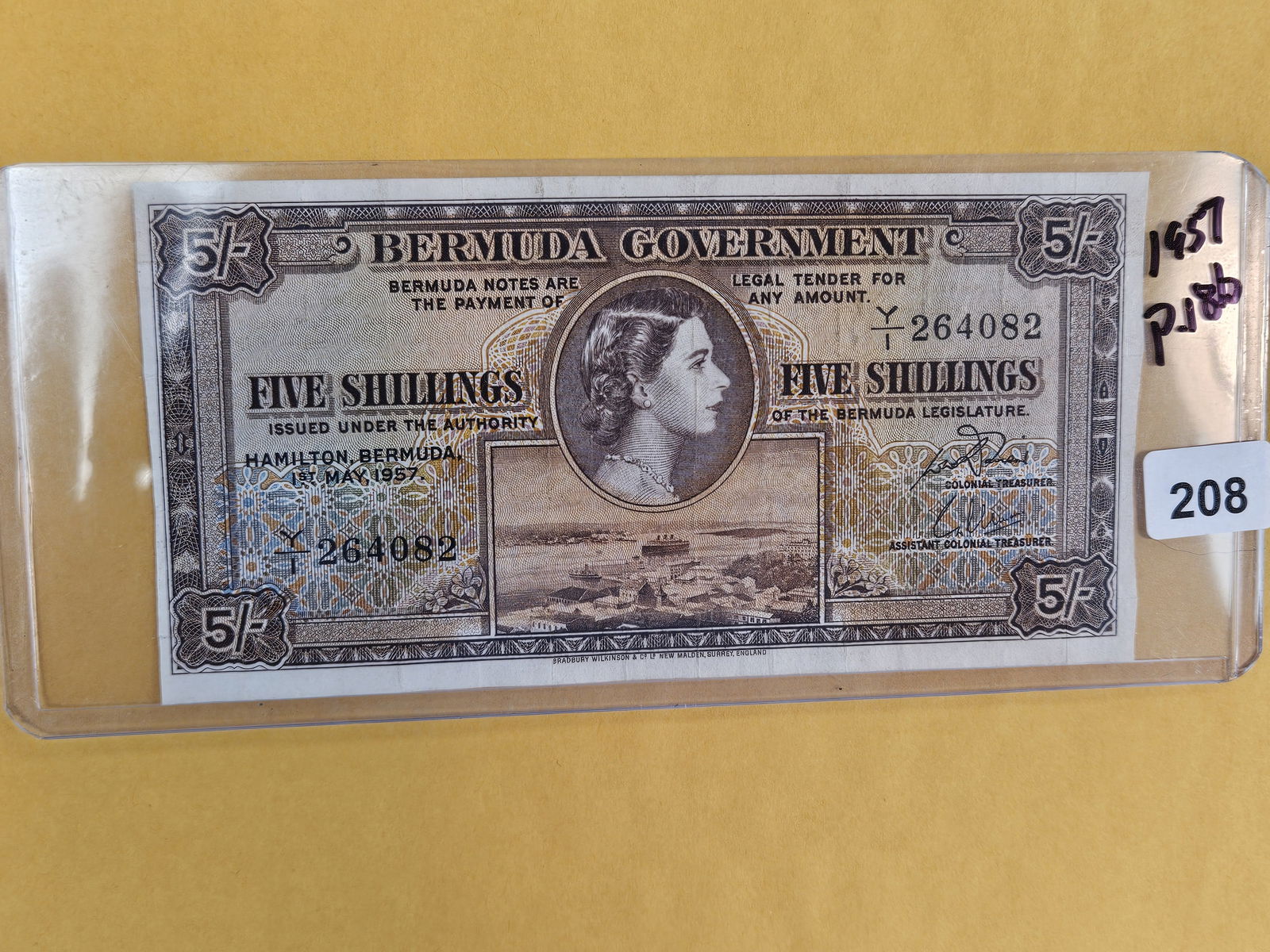 Crisp Uncirculated 1957 Bermuda Five Shillings: Pick 18b 