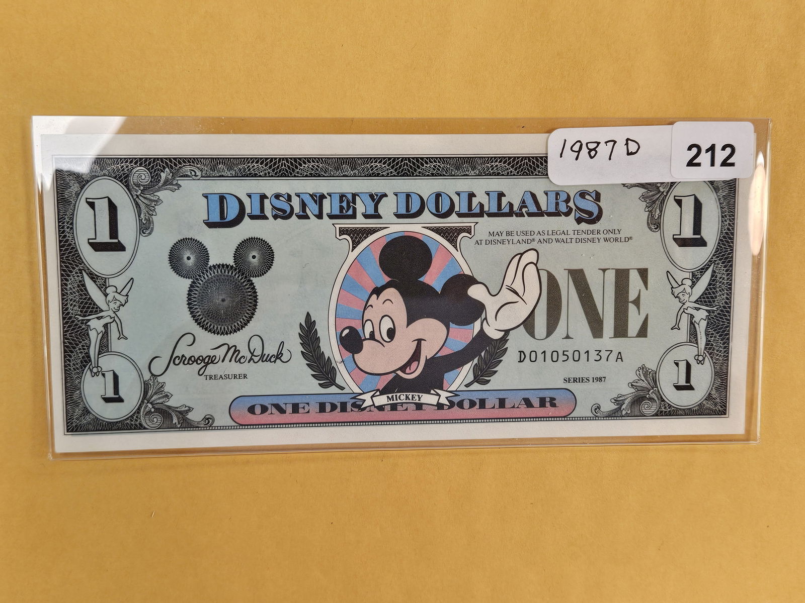 DISNEY DOLLAR!: Crisp Uncirculated 1987-D One Dollar. Mickey. First Disney Dollar. Scarce