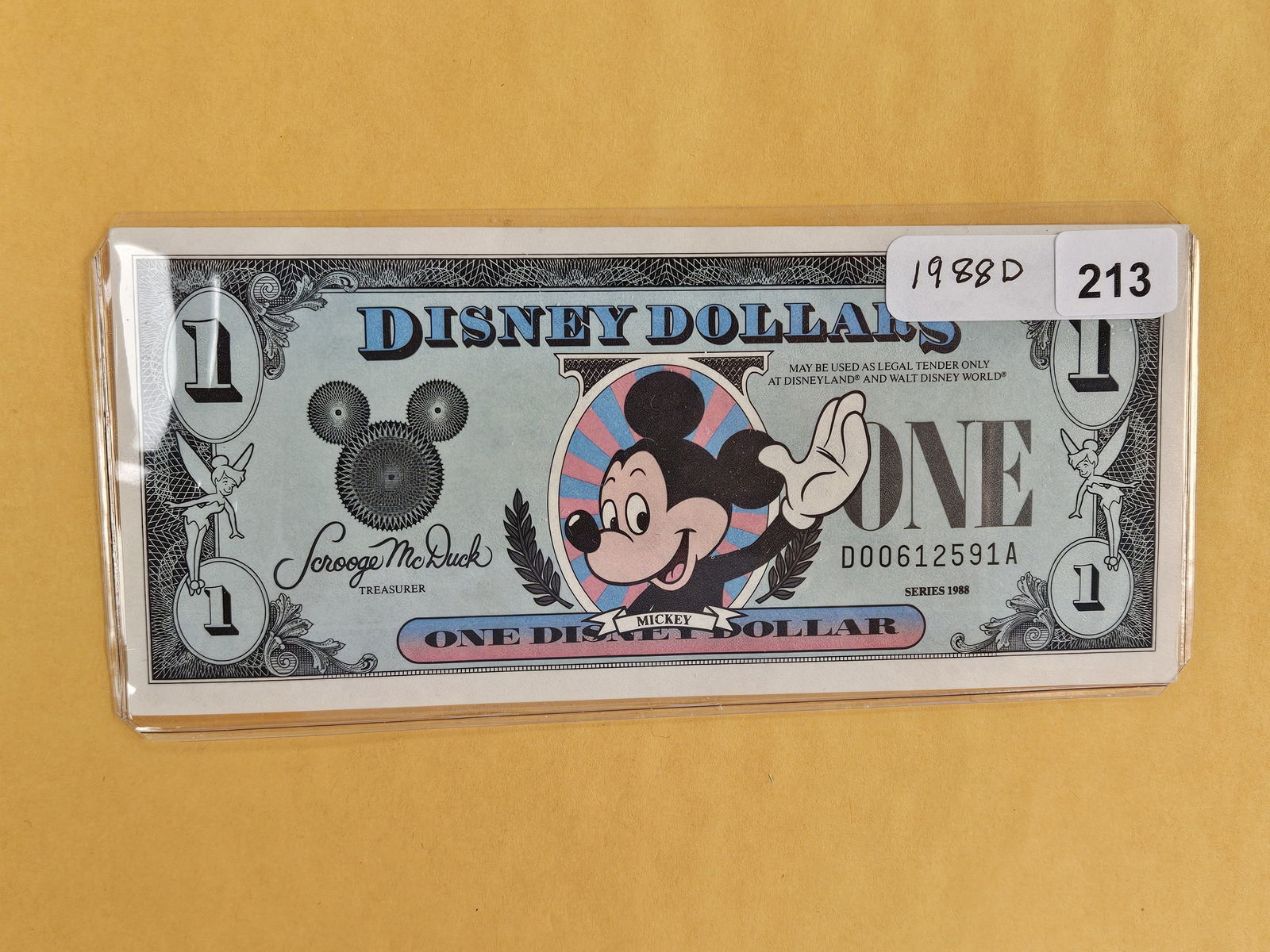 DISNEY DOLLAR!: Crisp Uncirculated 1988-D One Dollar. Mickey. Second Issue. Main Street 