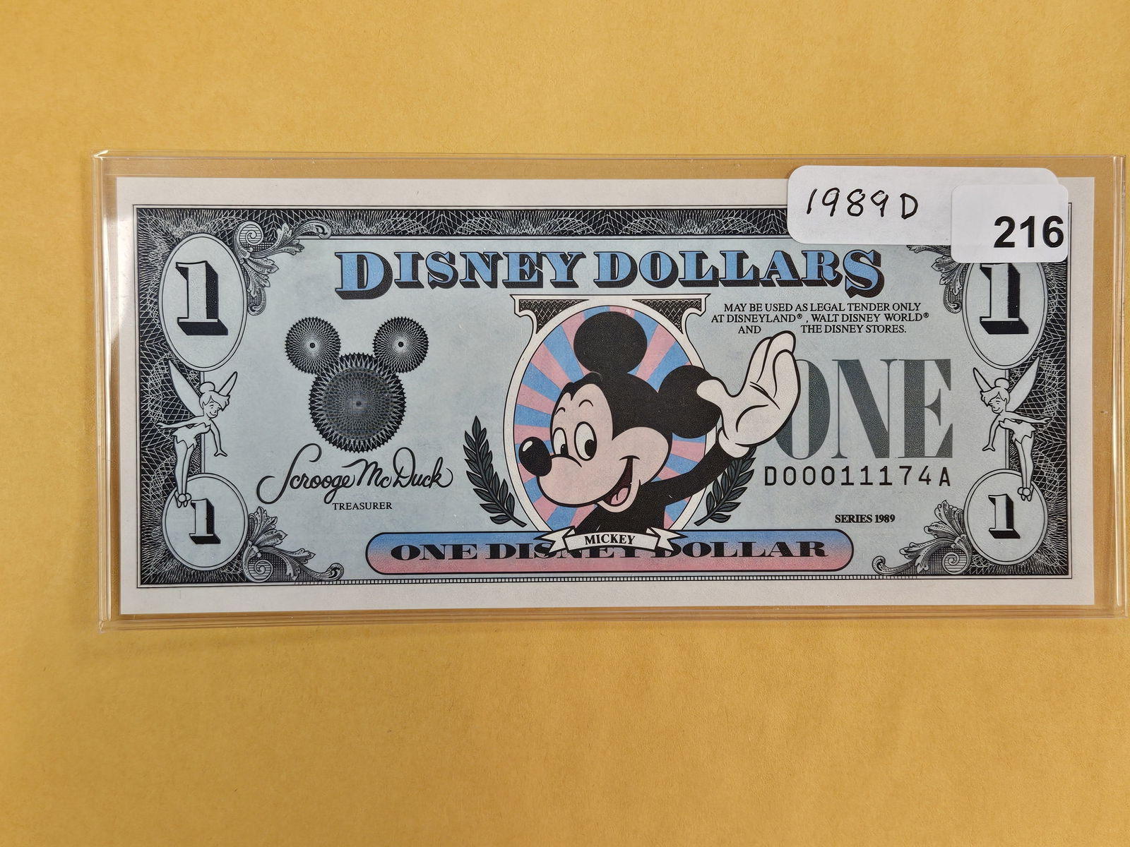 DISNEY DOLLAR!: Crisp Uncirculated 1989-D One Dollar. Mickey 